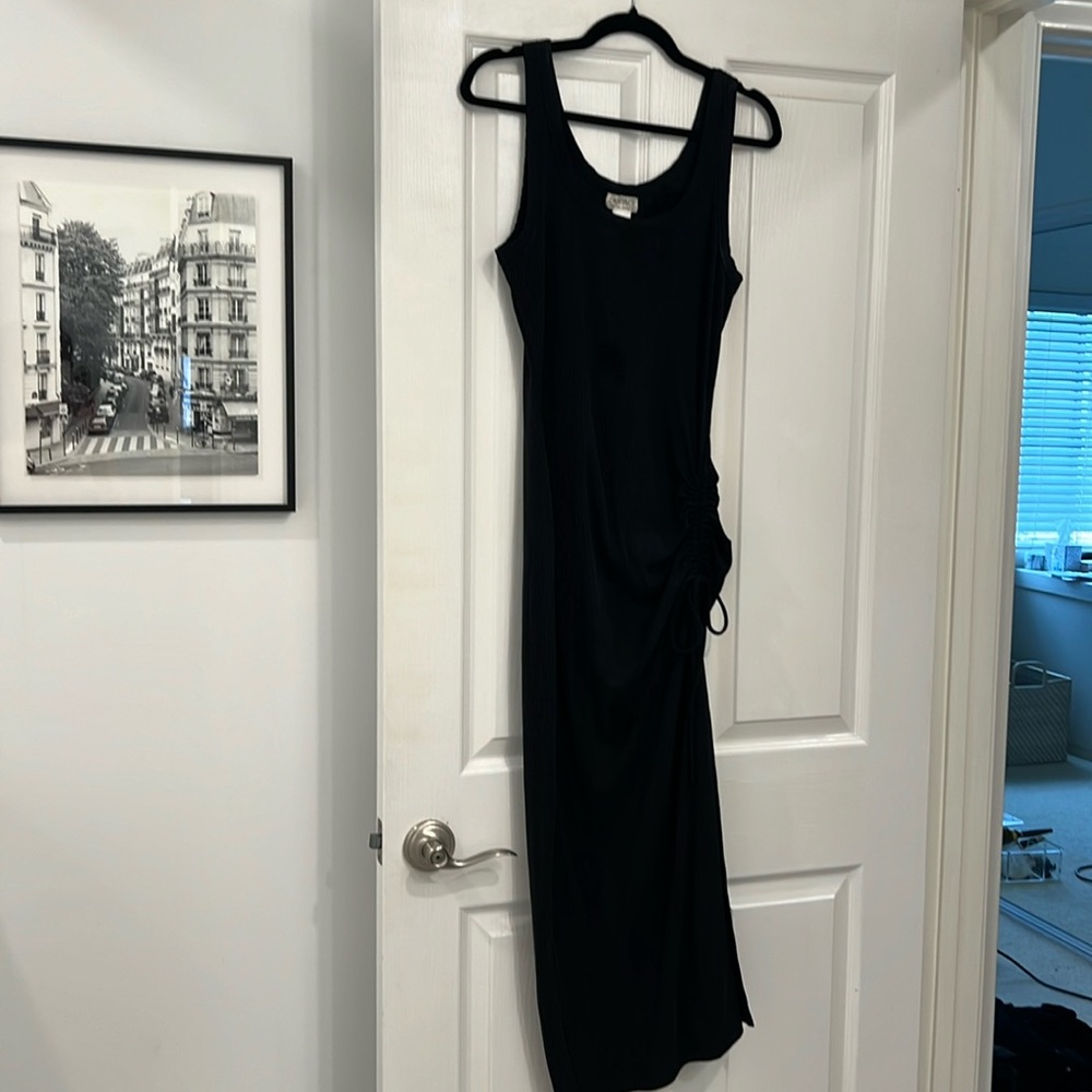 LSpace black ribbed midi cover up with slit, size medium!